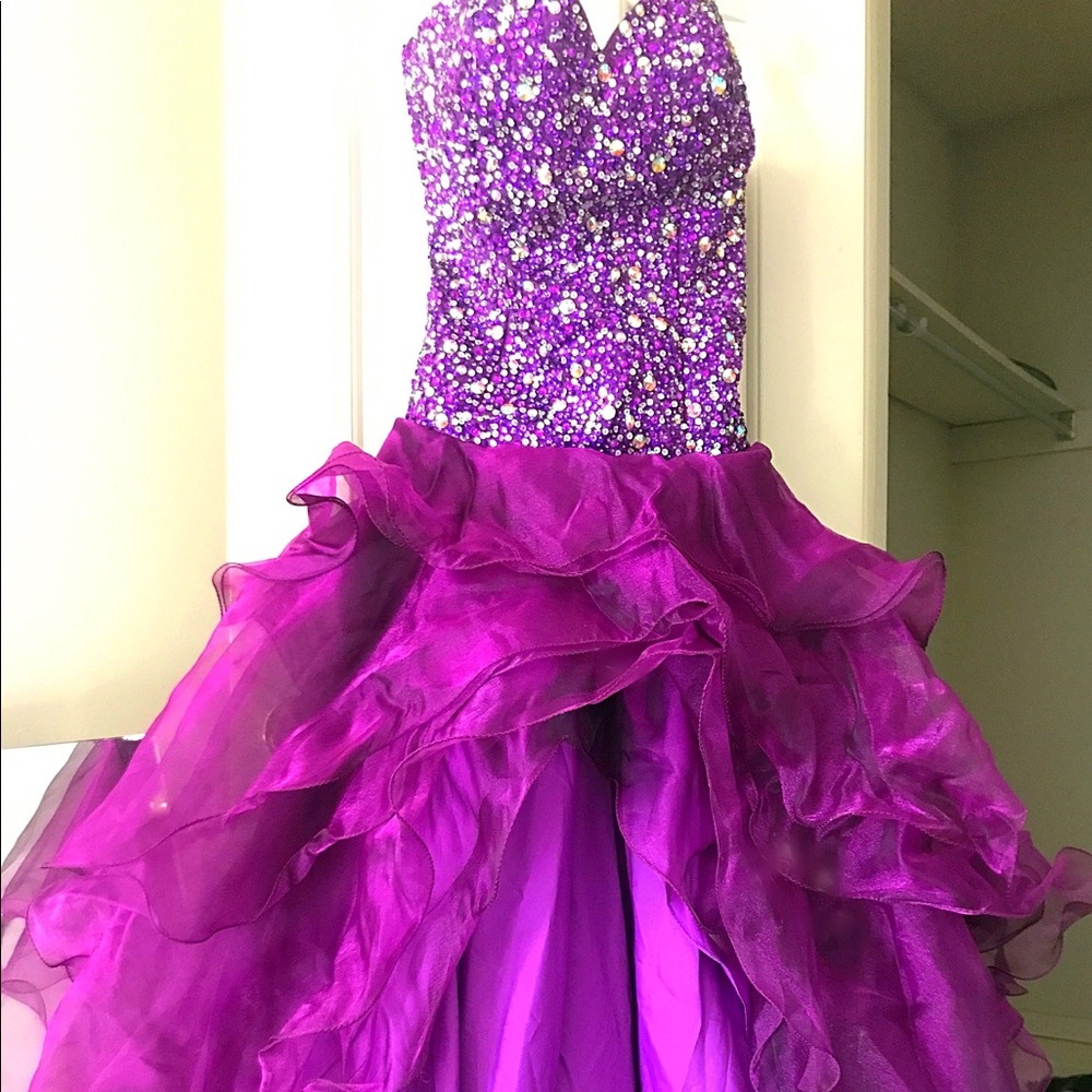 Purple High Low Prom Dress